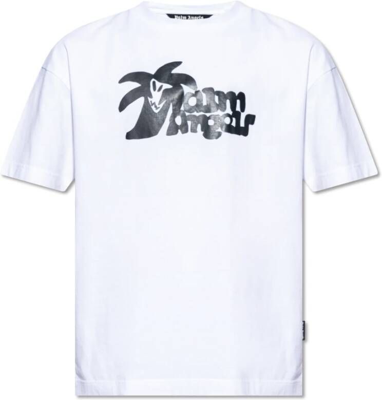 Palm Angels Bedrukt T-shirt Wit Heren