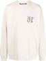 Palm Angels Beige Zwart Linnen Crewneck Sweatshirt Beige Heren - Thumbnail 5