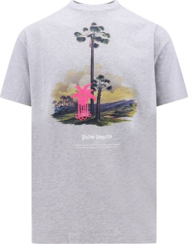 Palm Angels Biologisch katoenen T-shirt met Douby Lost in Amazonia-patch Grijs Heren
