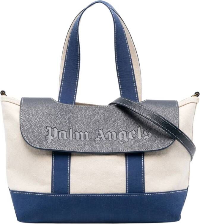 Palm Angels Blauwavy Clic Logo Tote Bag Blauw Dames