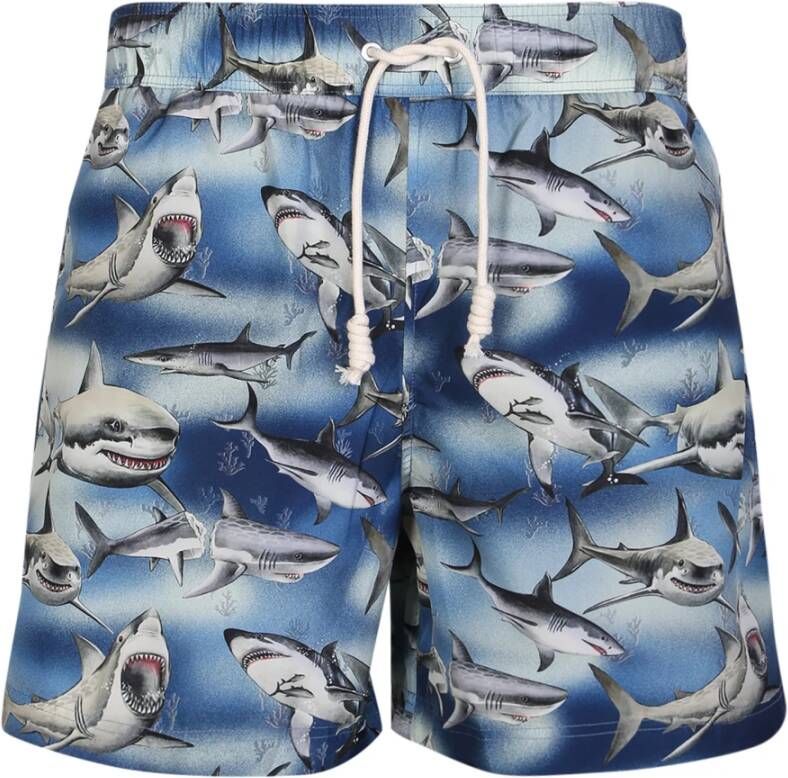Palm Angels Blauwe Haai Zwemshorts Strandkleding voor Heren Blauw Heren