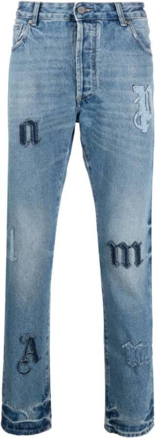 Palm Angels Blauwe Slim-fit Jeans voor Heren Blauw Heren