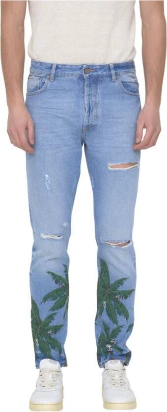 Palm Angels Blauwe Ss23 Versleten Skinny Jeans Blauw Heren