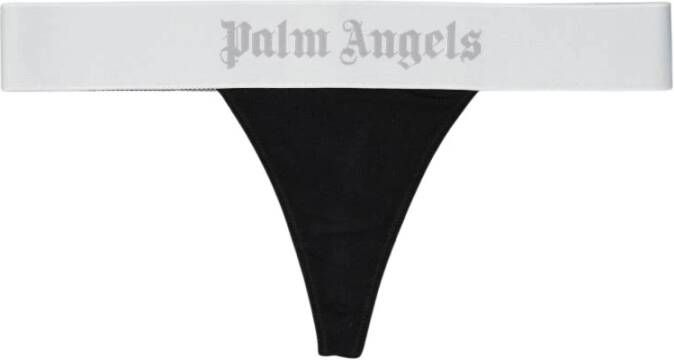 Palm Angels Shorts met Logo Print en Elastische Tailleband Black Dames