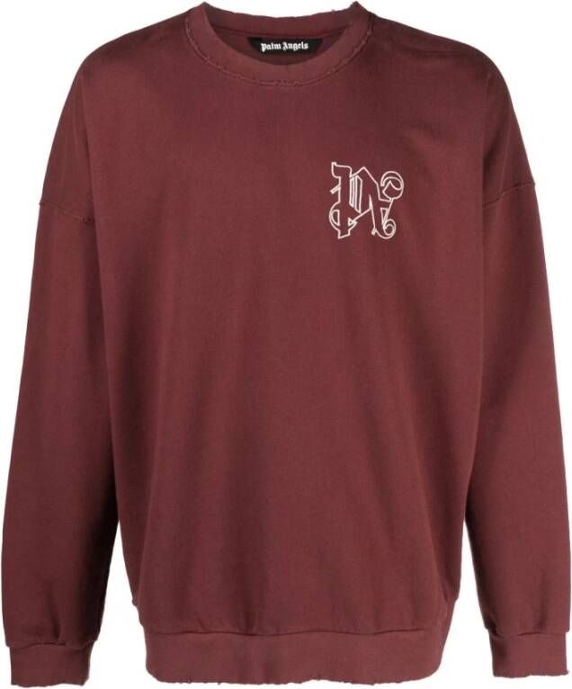 Palm Angels Bordeaux Sweater met Geborduurd Logo Rood Heren