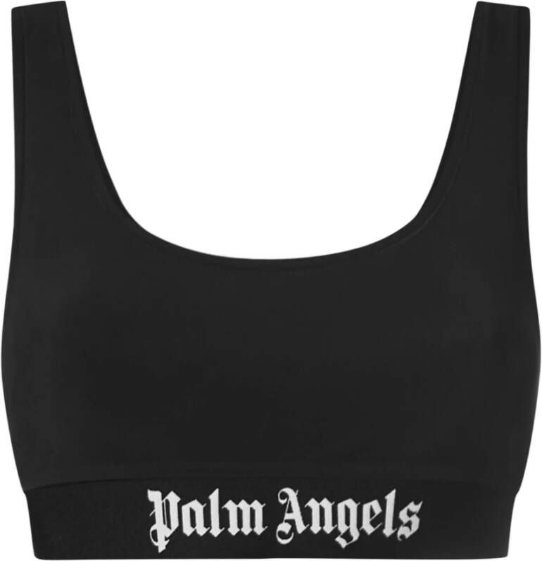 Palm Angels Mouwloze Crop Top met Logo Print Black Dames