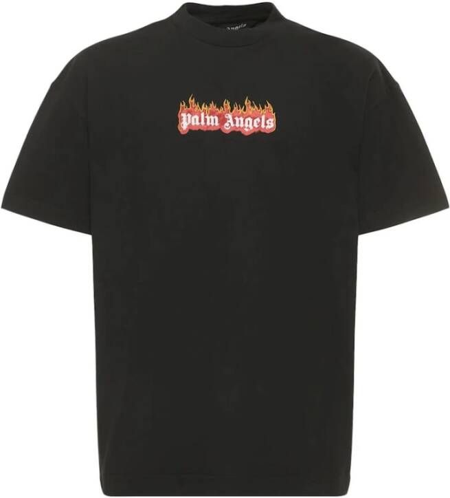 Palm Angels Burning Logo Upgrade T-Shirt voor Mannen Zwart Heren