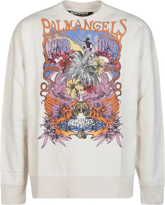 Palm Angels Butter Multicolor Concert Sweatshirt White Heren