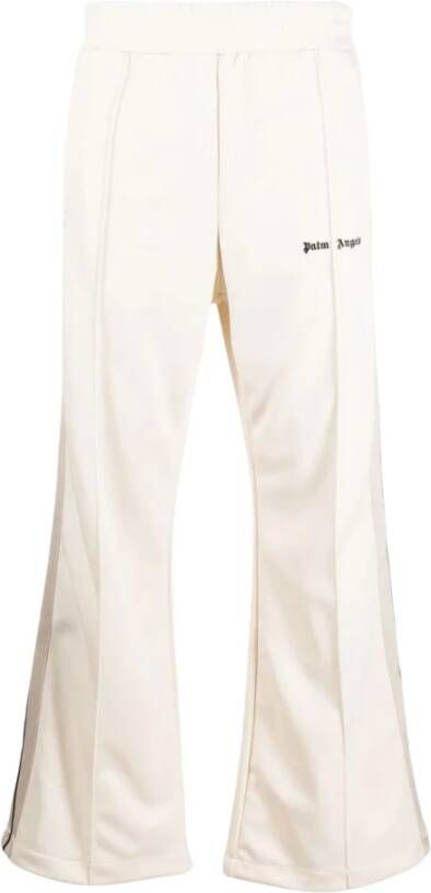 Palm Angels Ivory Sweatpants met wijde pijpen en geborduurd logo Beige Heren