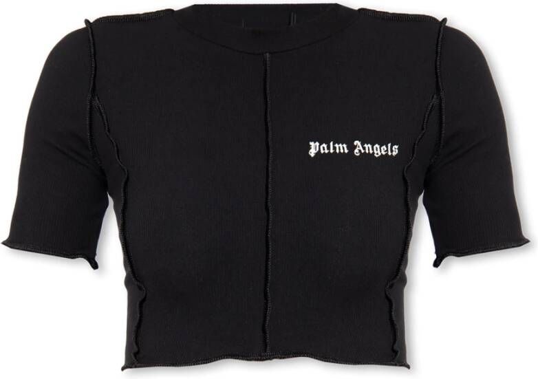 Palm Angels Zwart Shirt met Logo Detail Black Dames