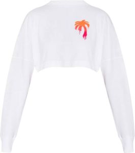 Palm Angels Cropped T-shirt Wit Dames