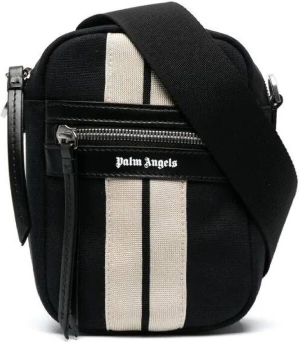 Palm Angels Logo Leren Schoudertas Zwart Heren