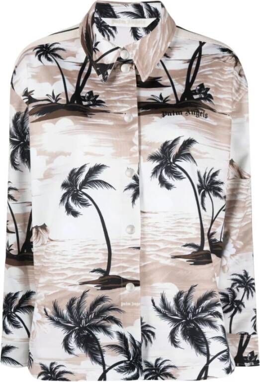 Palm Angels Dames Hawaiian Shirt Stijlvol en Hoogwaardig Beige Dames