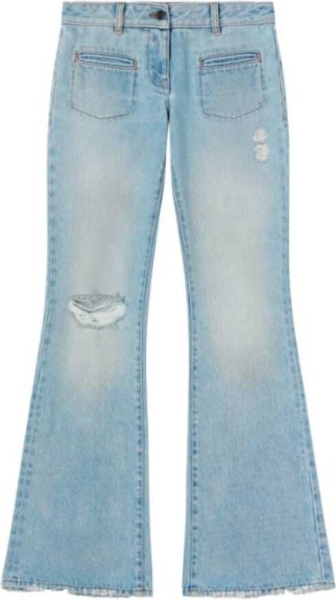 Palm Angels Blauwe Bootcut Jeans met Distressed Look Blue Dames