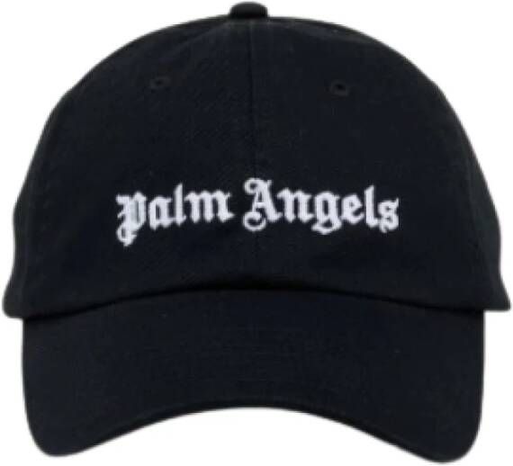 Palm Angels Streetwear Zwarte Katoenen Pet met Klassiek Logo Borduursel Black Heren