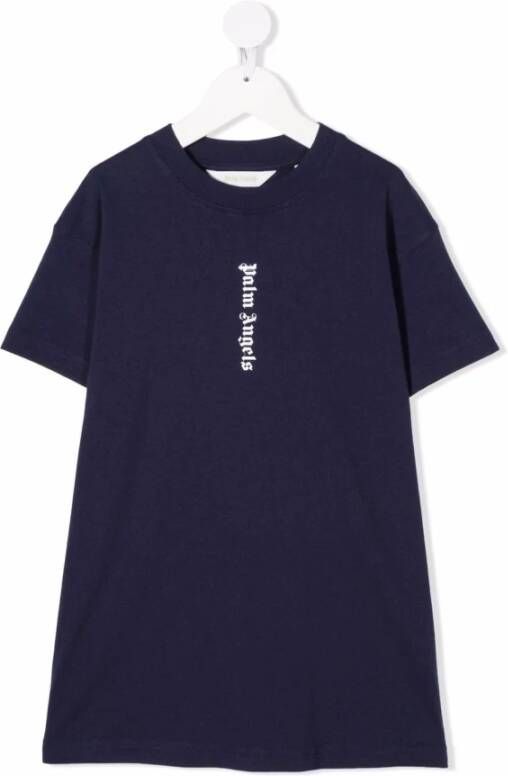 Palm Angels Kids T-shirtjurk met logoprint Blauw
