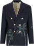 Palm Angels Dubbelbreasted Palm Print Blazer Blue Heren - Thumbnail 2