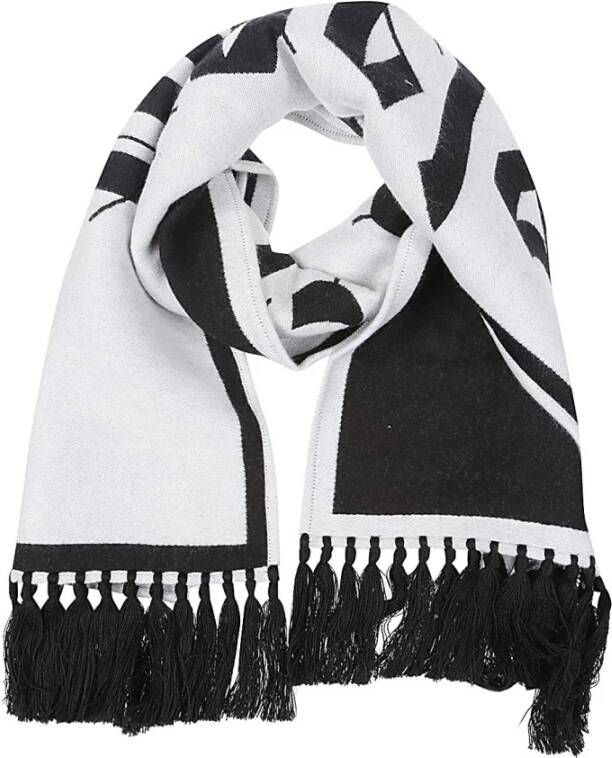 Palm Angels Dubbelzijdige Zwarte Sjaal met Wit Logo Black Heren