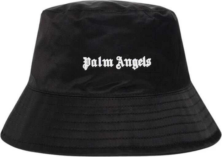 Palm Angels Klassieke Logo Bucket Hoed in Zwart Black