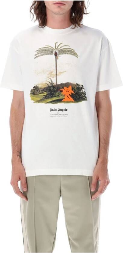 Palm Angels Enzo Tropics T-Shirt Wit Palmonster Print White Heren