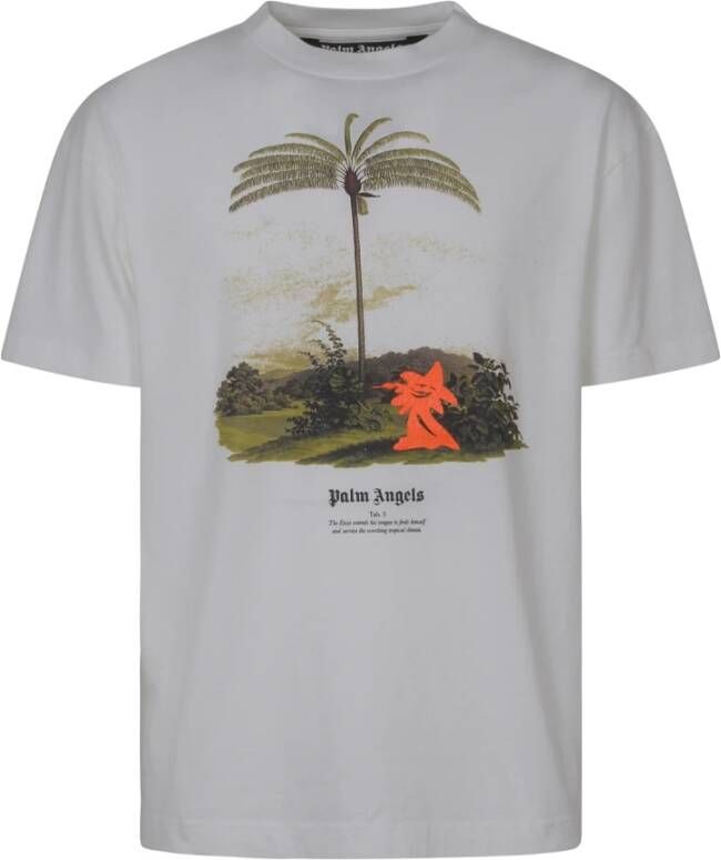 Palm Angels Enzo Tropics Tee Stijlvolle tropische heren T-shirt White Heren