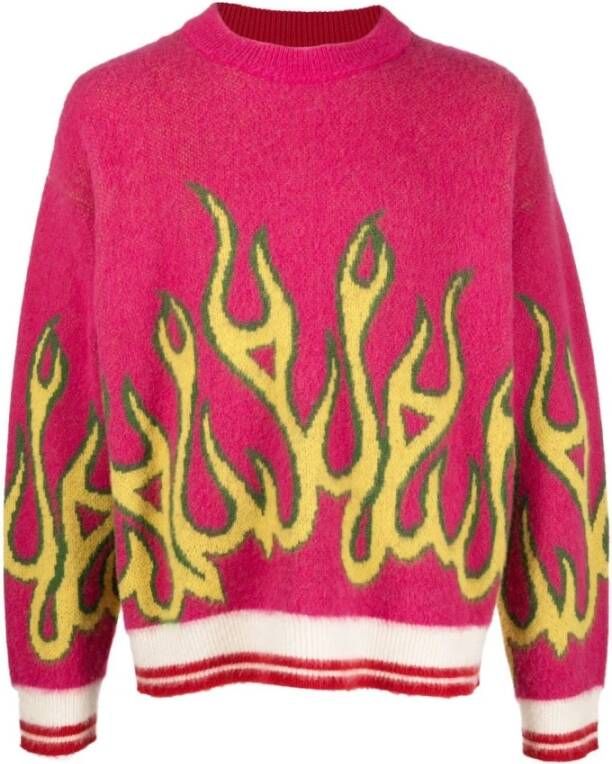 Palm Angels Fuchsia Jacquard Sweatshirt Roze Heren