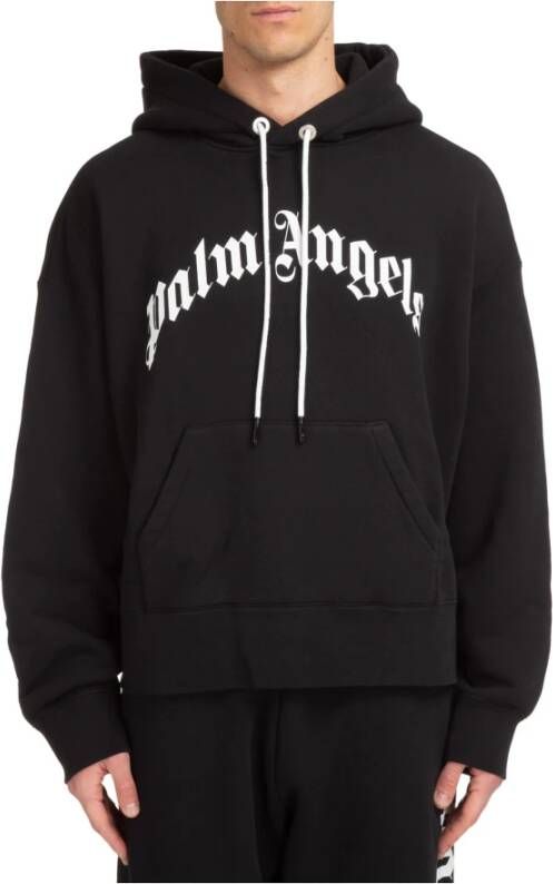 Palm Angels Gebogen logo hoodie Zwart Heren