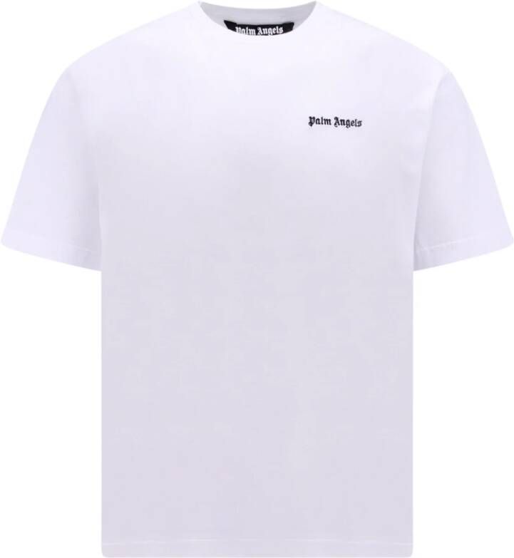 Palm Angels Geborduurd Logo Katoenen T-Shirt Wit Heren