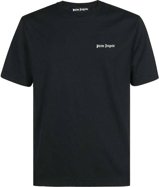 Palm Angels Geborduurd Logo Katoenen T-Shirt Zwart Heren
