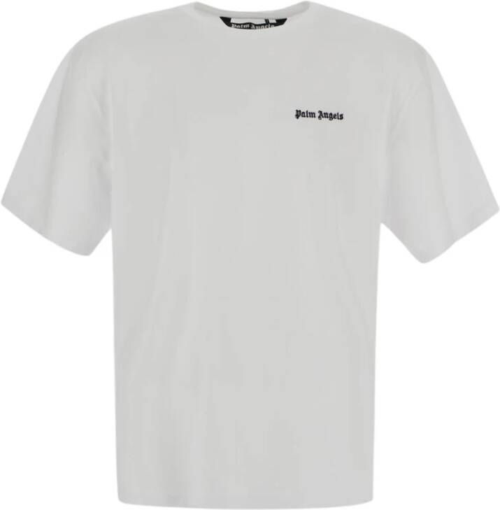Palm Angels Geborduurd Logo Slim Fit T-shirt White Heren