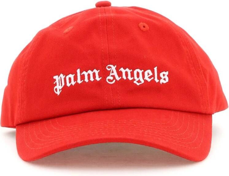 Palm Angels Geborduurde Katoenen Baseballpet Rood Heren