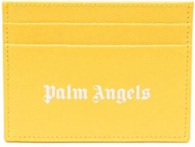 Palm Angels Gele en witte leren kaarthouder Geel Unisex