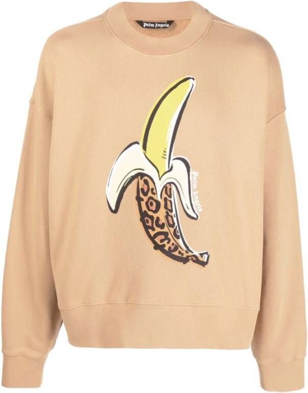 Palm Angels Gele Luipaard Banaan Print Sweatshirt Geel Heren