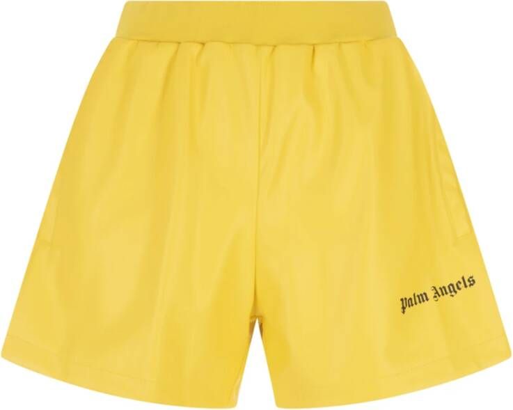 Palm Angels Gele technische stoffen shorts Yellow Dames