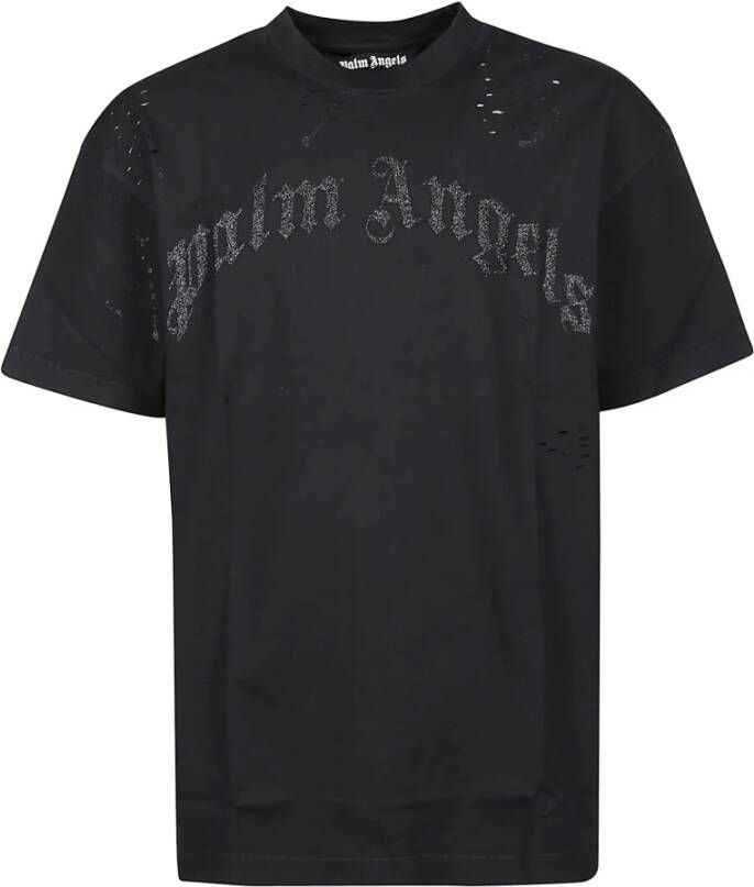 Palm Angels Glitterd Logo Classic T-shirt Zwart Heren
