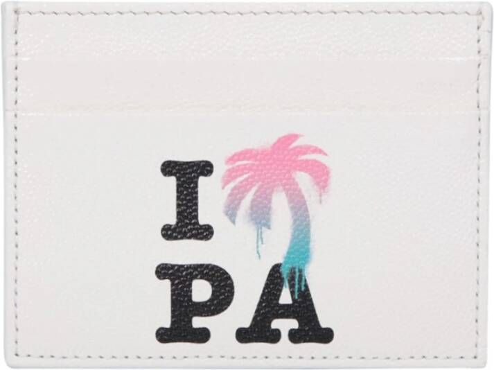 Palm Angels Grafisch bedrukte crèmekleurige kaarthouder White Heren