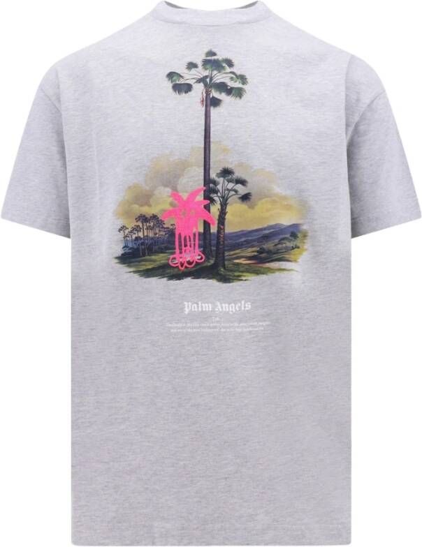 Palm Angels Grijze Crew-Neck T-Shirt van Biologisch Katoen Aw23 Grijs Heren