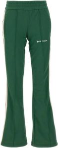 Palm Angels Groene Logo-Print Flared Trackbroek Groen Dames