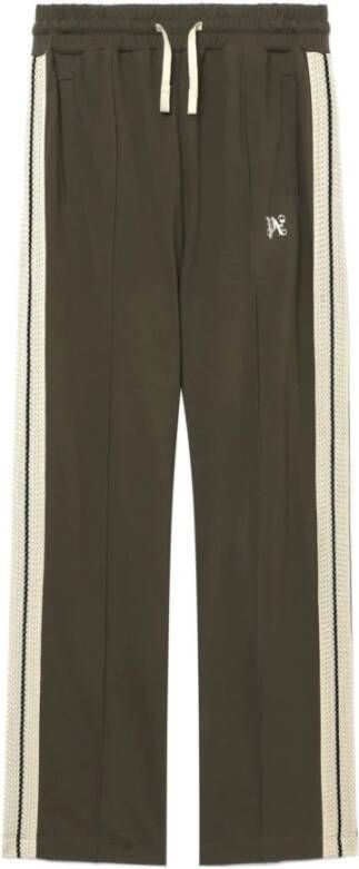 Palm Angels Olijfgroene sportieve broek met gestreept zijdetail Groen Heren