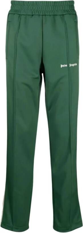 Palm Angels Groene sportieve broek met logo print Green Heren