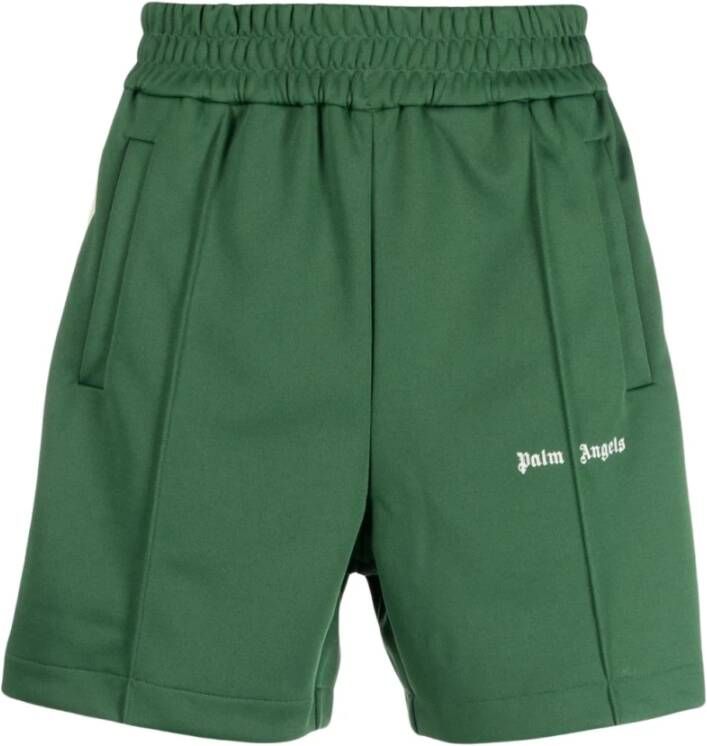 Palm Angels Groene Shorts met Logo Borduursel Groen Heren