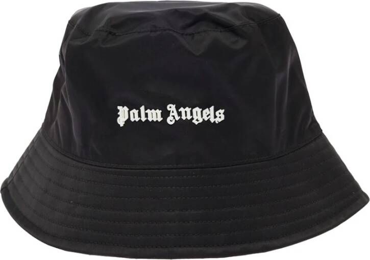 Palm Angels Klassieke Logo Bucket Hoed in Zwart Black