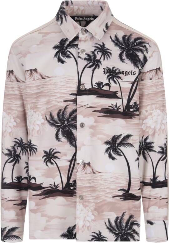 Palm Angels Hawaiiaans Print Overhemd voor Heren Bruin Heren