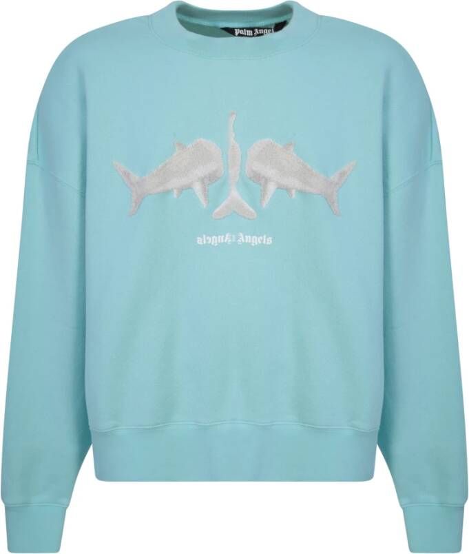 Palm Angels Heren Sweatshirt met Haaienprint Blauw Heren