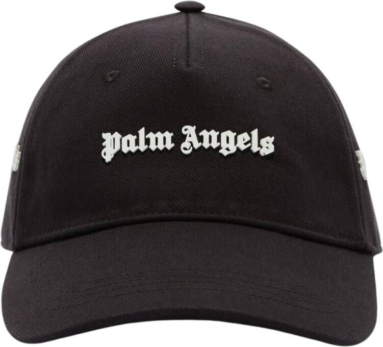 Palm Angels Zwarte Logo Cap met Appliqué Detail Brown Heren