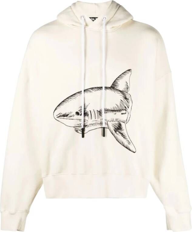 Palm Angels Hoodie met haaienprint White Heren