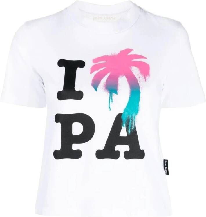 Palm Angels I Love PA Slim Tee Stijlvolle Grafische T-shirt voor Dames White Dames