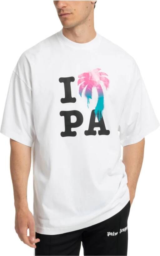 Palm Angels I Love PA Oversized T-Shirt White Heren