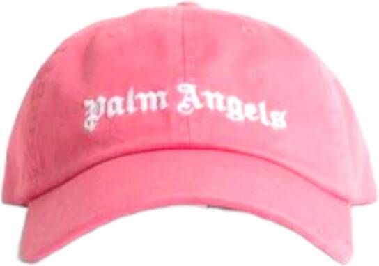 Palm Angels Roze Katoenen Baseballpet met Logo Borduursel Pink Heren