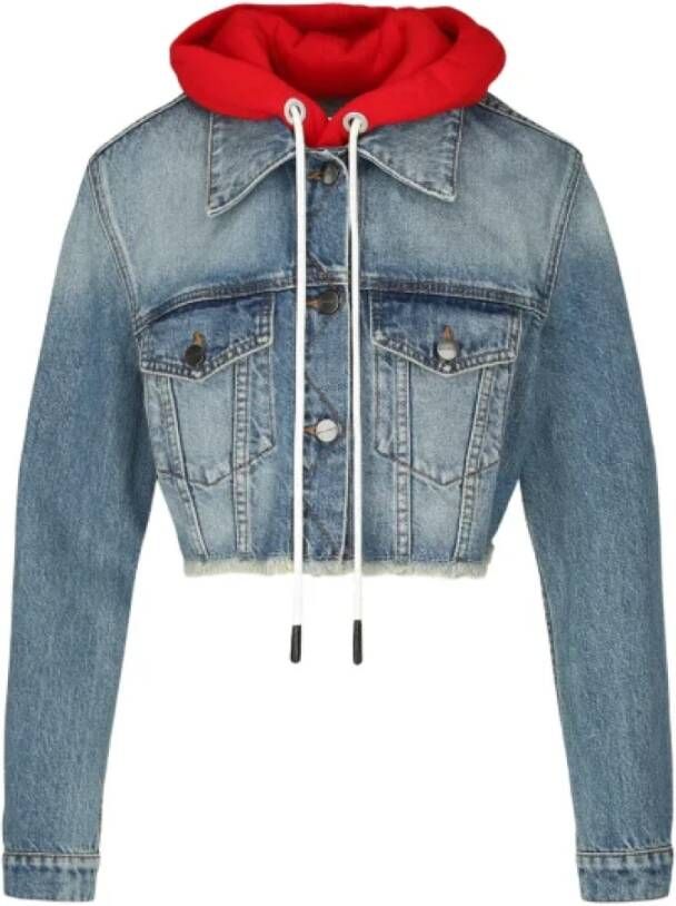 Palm Angels Katoenen buitenkleding met knoop- en ritssluiting Blauw Dames
